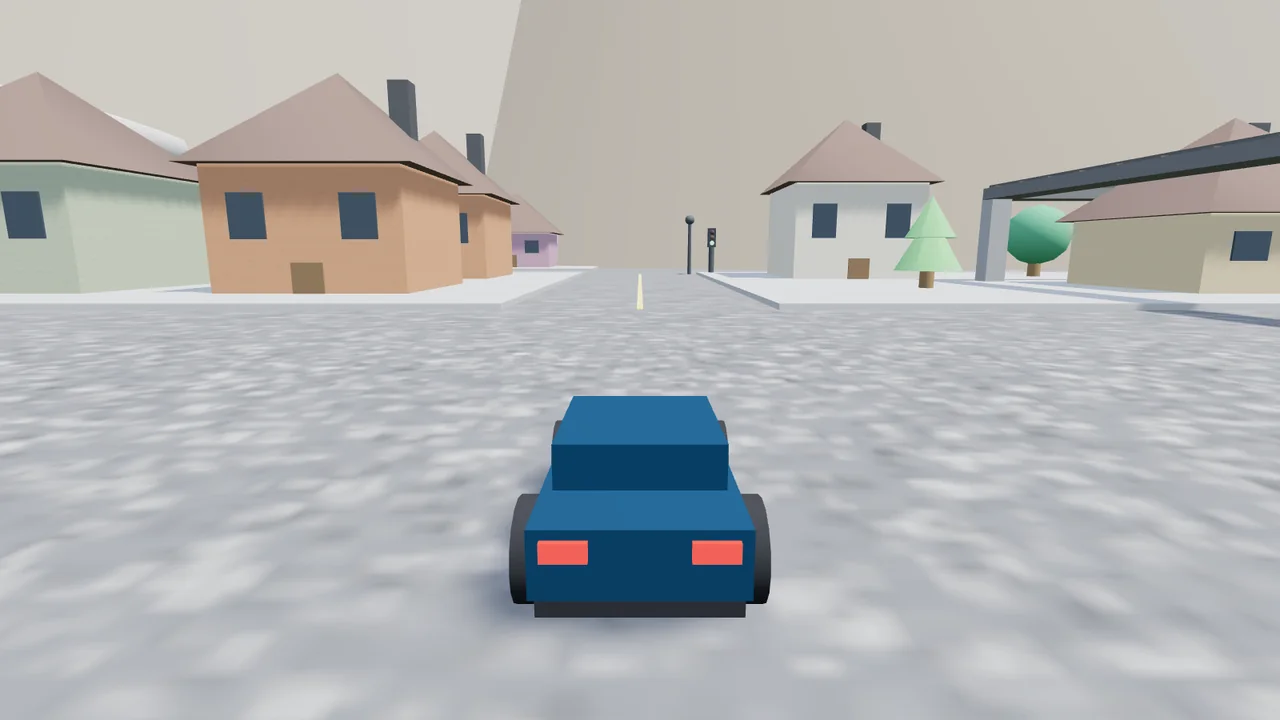 A snowy mountain village neighborhood at the edge of the city